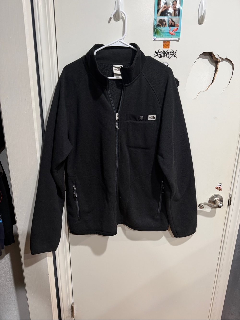 The North Face Men’s Full Zip Fleece Jacket Black Gray Outdoor Hiking Warm Coat